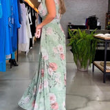 Gia - Sleeveless Floral Split Hem Long Dress