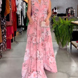 Gia - Sleeveless Floral Split Hem Long Dress