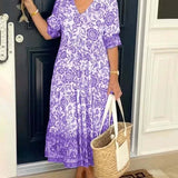 Mavis - Elegant V-Neck Boho Floral Long Dress