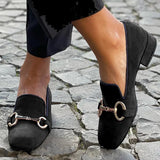 Candice | Black Loafers With Golden Bit