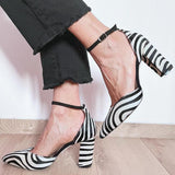 Lydia | Zebra Print Pumps With Ankle Strap