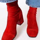 Frances | Square Toed Ankle Boot With Bold Heel