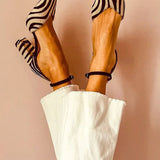 Faith | Zebra-Print Pointed Toe Pumps With Ankle Strap