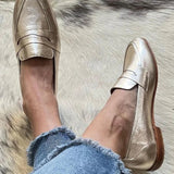 Ingrid | Shiny Light Gold Loafer