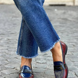 Antonia | Shiny Tricolor Loafer
