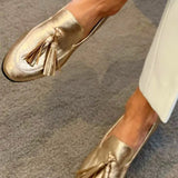 Naomi | Gold Mocassin With Tassels
