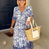 Mavis - Elegant V-Neck Boho Floral Long Dress