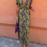 Della - Women's Pleated Floral Print Boho Dress
