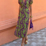 Della - Women's Pleated Floral Print Boho Dress