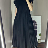 Sorrel - Elegant Spliced Pleated Maxi Dress