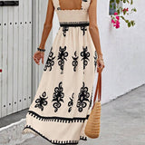Valentina - Chic Square Neck Sleeveless Printed Beach Dress
