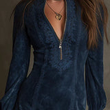 Jasmine – Blue Mini Dress with Lace