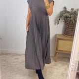 Sorrel - Elegant Spliced Pleated Maxi Dress
