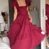 Quinlan - Elegant High-Waist Dress with Lace Trim