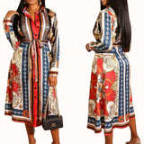 Marigold - Mid-Calf Long Sleeve Shirt Dress