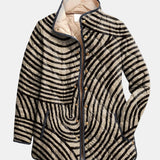 Orlise | Retro Hand-Drawn Circle Design Quilted Jacket