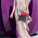 Blaise - Ruffled Short Sleeves V-Neck Maxi Dress