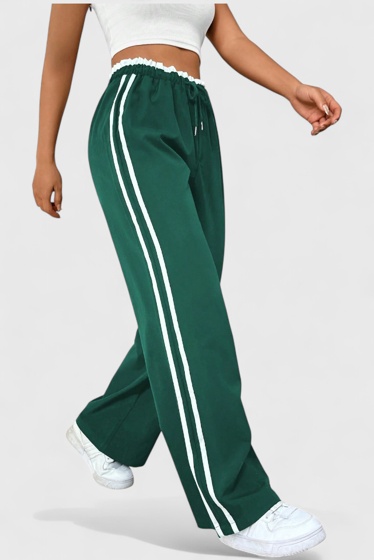 Alanys Pantalón Deportivo de Pierna Ancha con Detalle Lateral