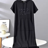 Parker - Casual Letter Print Hooded Pullover Dress