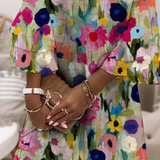 Tabitha - Romantic Floral Print V-Neck Mini Dress