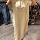 Parker - Casual Letter Print Hooded Pullover Dress