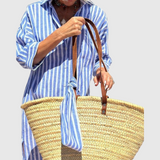 Elodie - Chic Striped Button-Down Shirt Dress