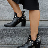 Giselle | Studded Ankle Boot With Wide Heel