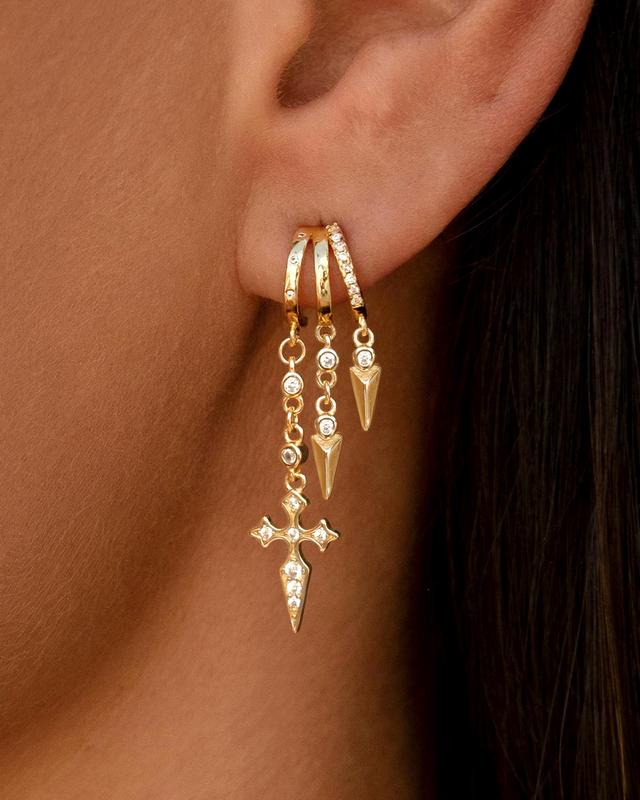 Layered Charm Huggie Earrings Set