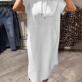 Parker - Casual Letter Print Hooded Pullover Dress