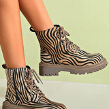 Blair | Zebra Print Lace-Up Boots