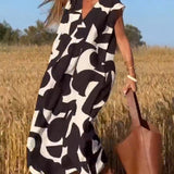 Elowen - Irregular Geometric Print Sleeveless Dress