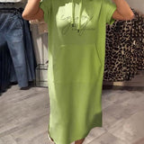 Parker - Casual Letter Print Hooded Pullover Dress