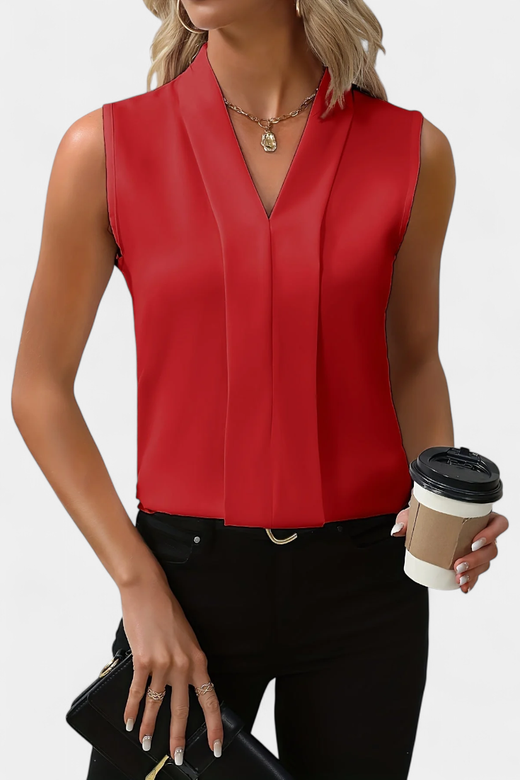 Nele Blusa Sin Mangas con Escote en V y Corte Fluido