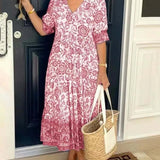Mavis - Elegant V-Neck Boho Floral Long Dress