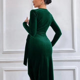 Madison – Royal Blue Velvet Wrap Midi Dress