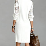 Long Sleeve Lace Dress with V-Neck