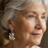 Vintage Silver Earrings with Irregular Flower