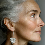Vintage Silver Earrings with Irregular Flower