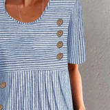 Finley - Classic Striped Button Midi Dress