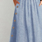 Finley - Classic Striped Button Midi Dress