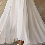 Laura - Vintage-Inspired White V-Neck Maxi Dress