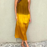 Briar - Casual Cotton Linen Side Split Long Dress