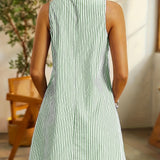 Felicia - Sleeveless Striped Pocket Dress