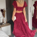 Quinlan - Elegant High-Waist Dress with Lace Trim
