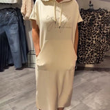 Parker - Casual Letter Print Hooded Pullover Dress