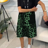 Allison - Stylish Short Sleeve Leopard Print Midi Dress
