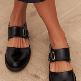 Angela | Black Buckle Loafers