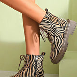 Blair | Zebra Print Lace-Up Boots