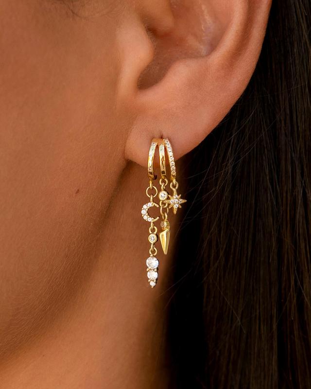 Layered Charm Huggie Earrings Set