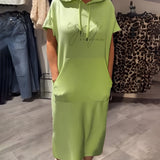 Parker - Casual Letter Print Hooded Pullover Dress